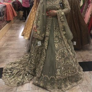 Nazrana Wedding Bridal Lacha Sage Green